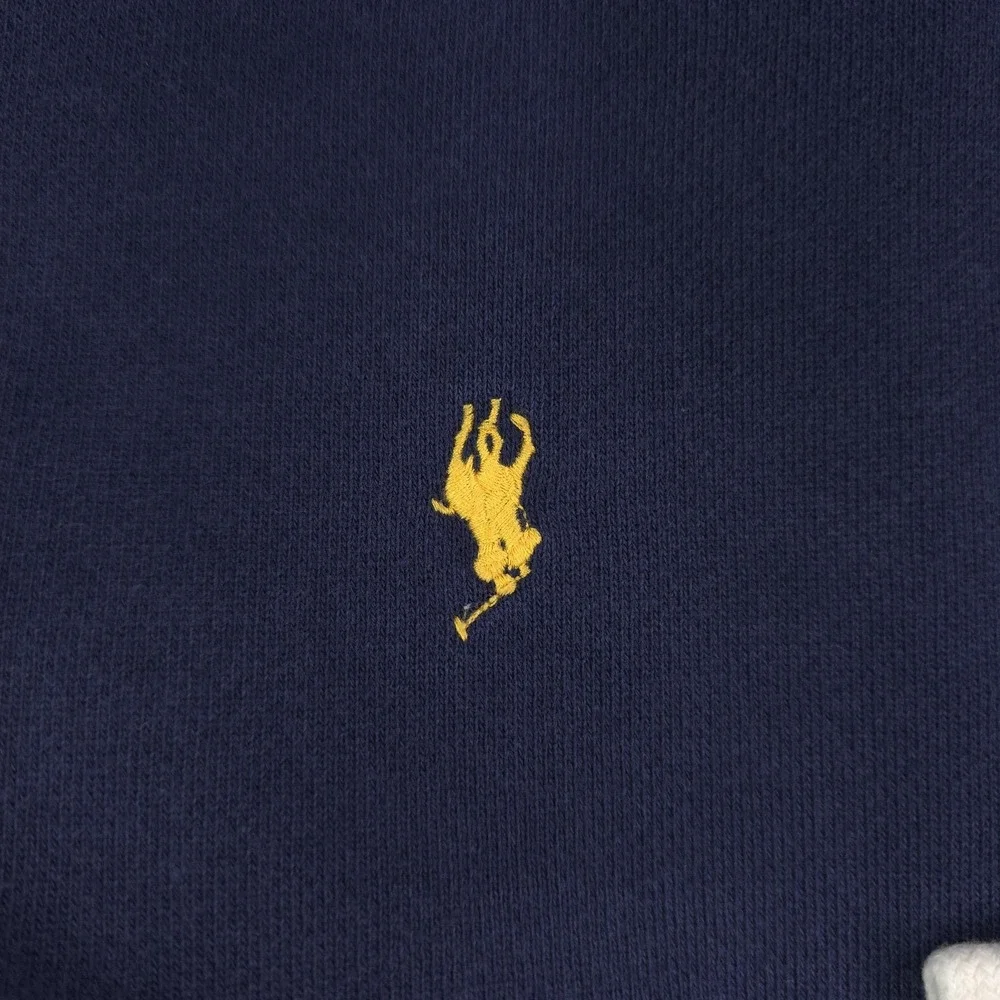 Polo Ralph Lauren Hoodie Mens Large Navy Full Zip Fleece Sweatshirt Yellow Pony